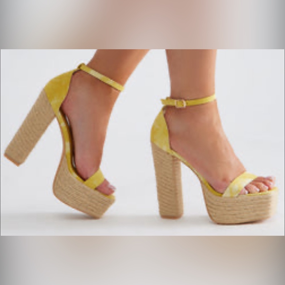 Yellow & White Platform Sandals